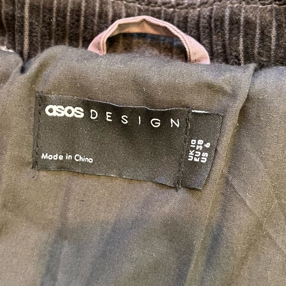 ASOS Design Quilt Jacket with Cord Collar Size 6 Women’s Charcoal Gray - Picture 6 of 11